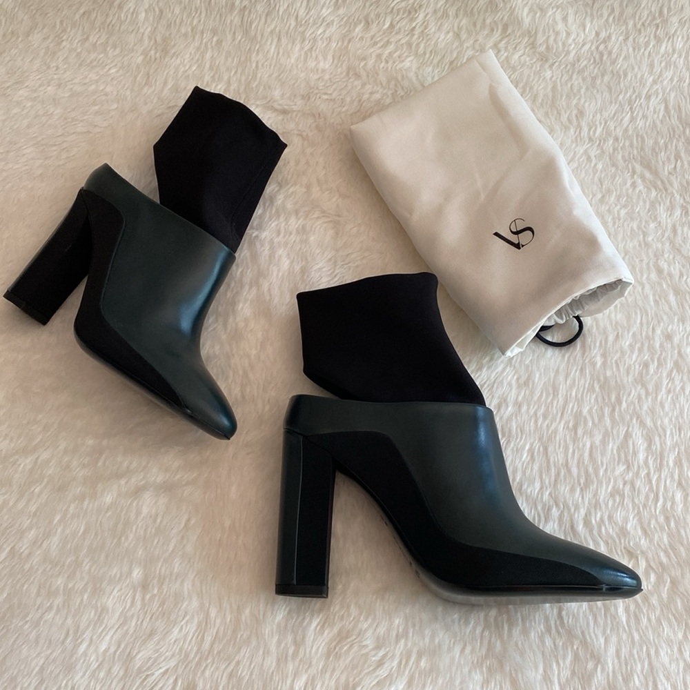 NEW VIA SPIGA “Agyness” Cut-Out Ankle Boots Hunter Green Leather Booties 7.5 M